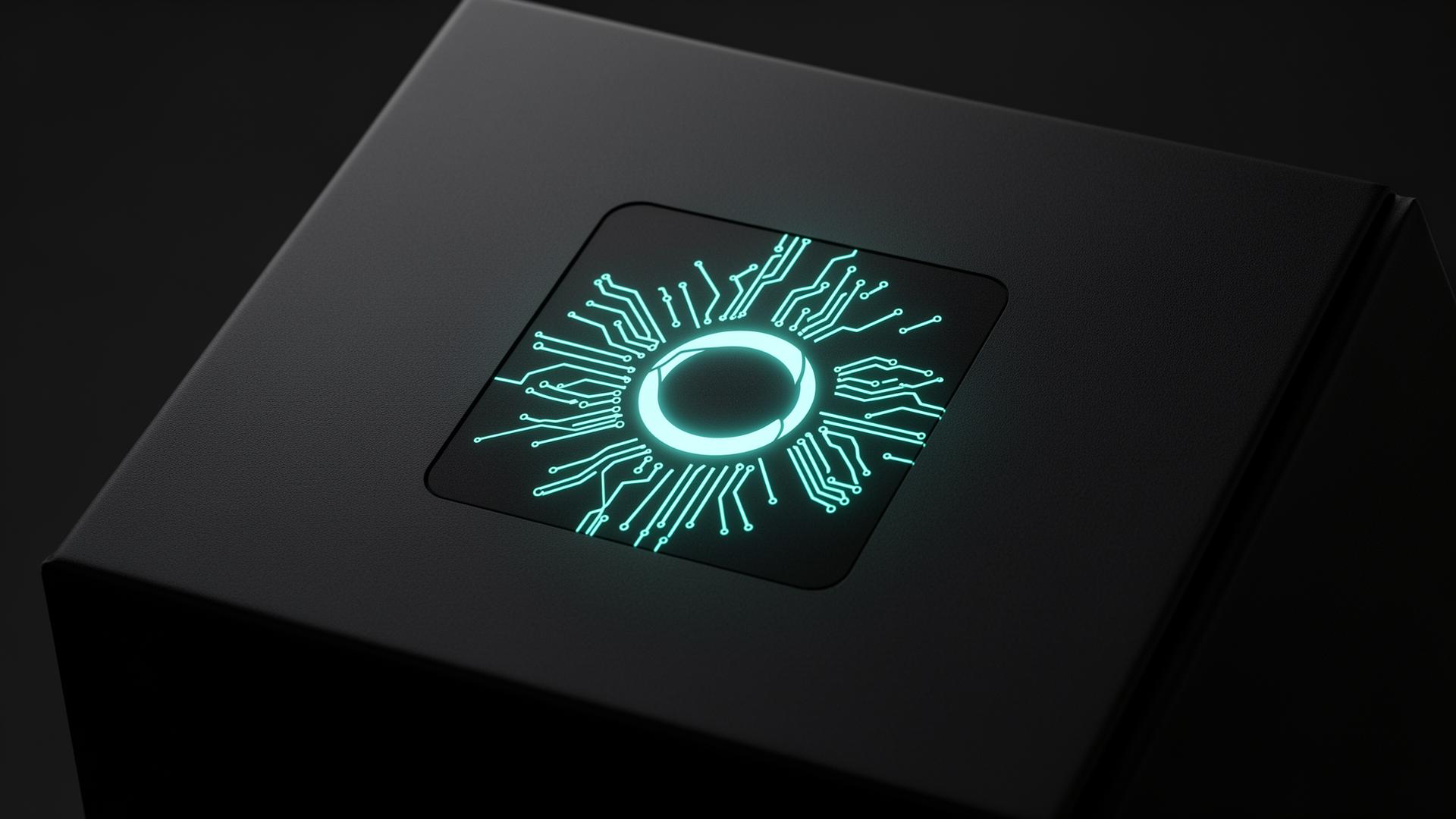Smart product packaging with a glowing Labelring intelligence interface